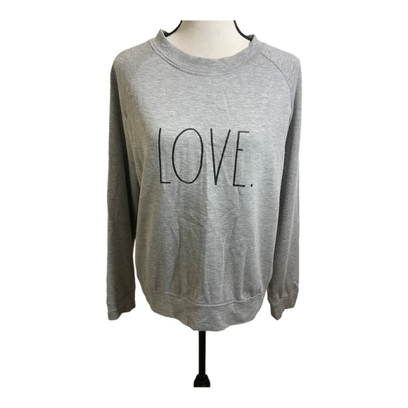 Rae Dunn womens Love Logo pullover sweatshirt fleece inside. Grey. Size medium - Picture 8 of 10